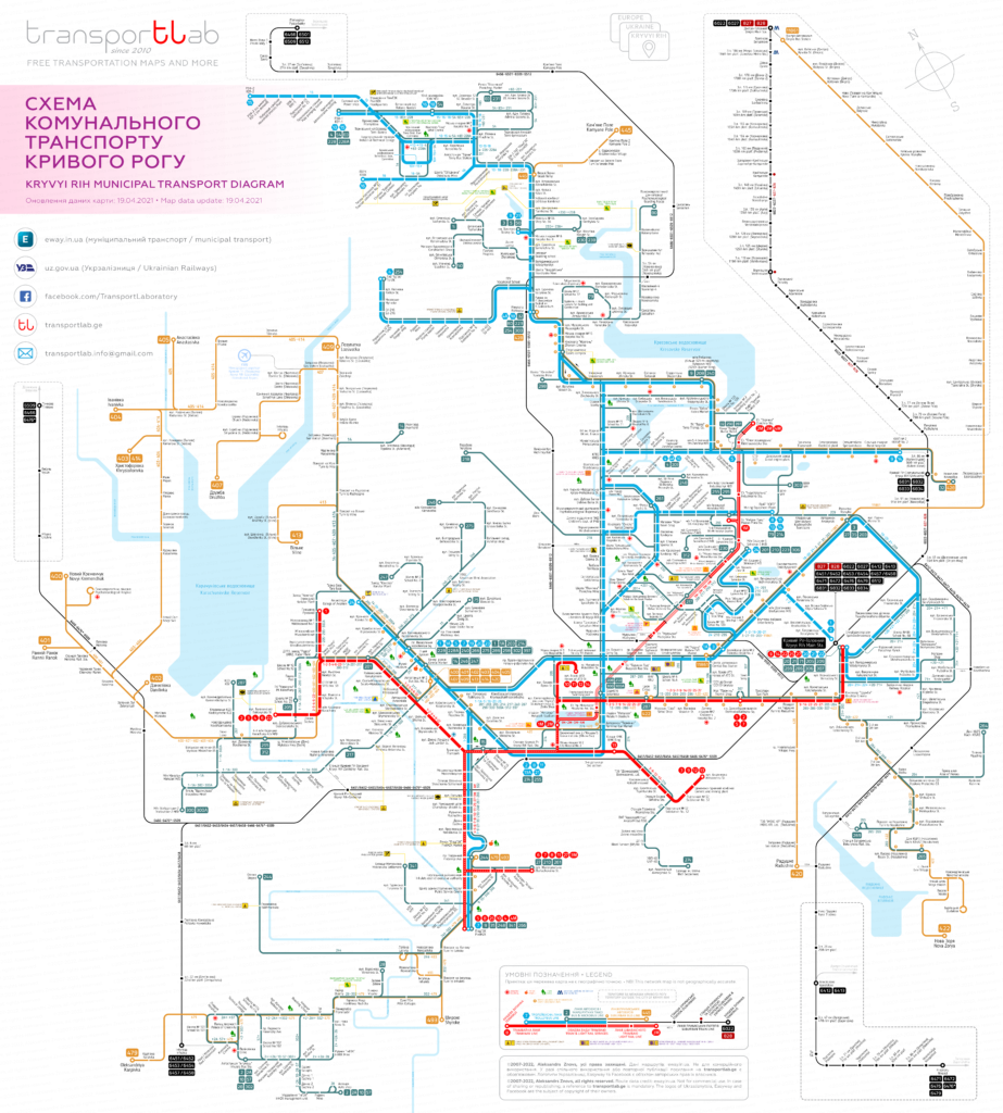 Network Map Of Public Transportation Of Kryvyi Rih Metropolitan Region 